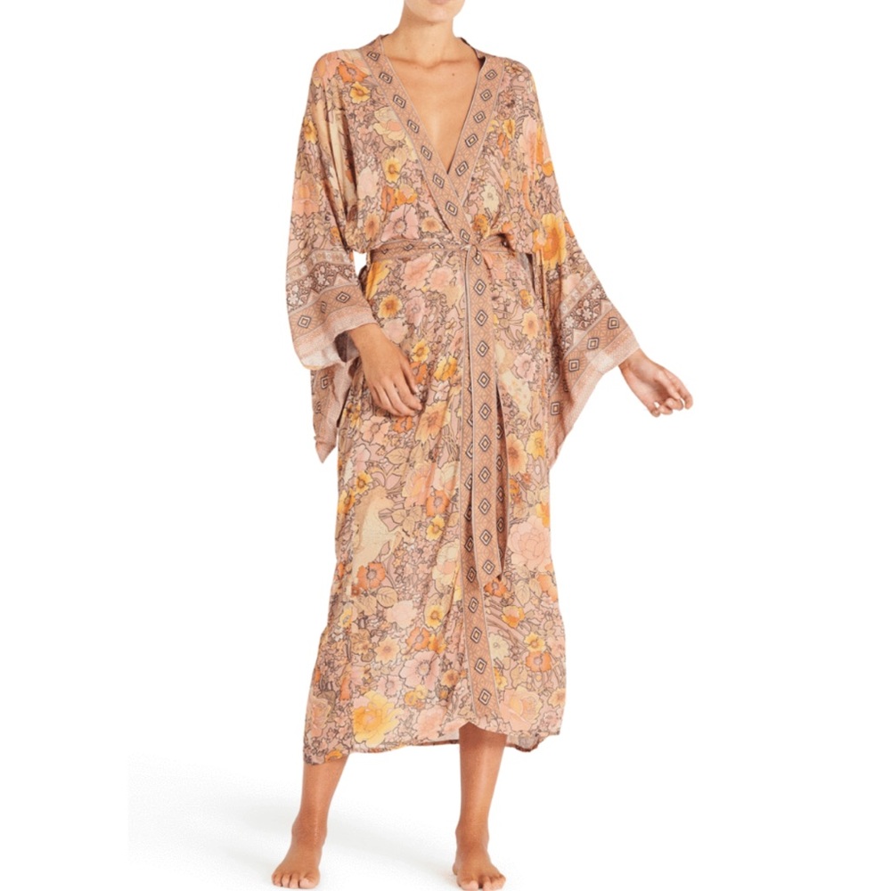 Restocking Amber Amethyst Boho Floral Maxi Kimono - Picture 4 of 8